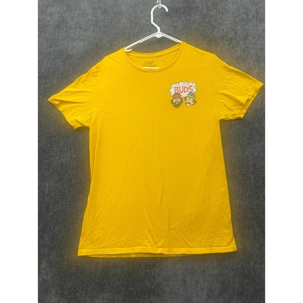 Cheech & Chong Buds T Shirt Mens Medium Yellow Graphic Cotton Streetwear Casual
